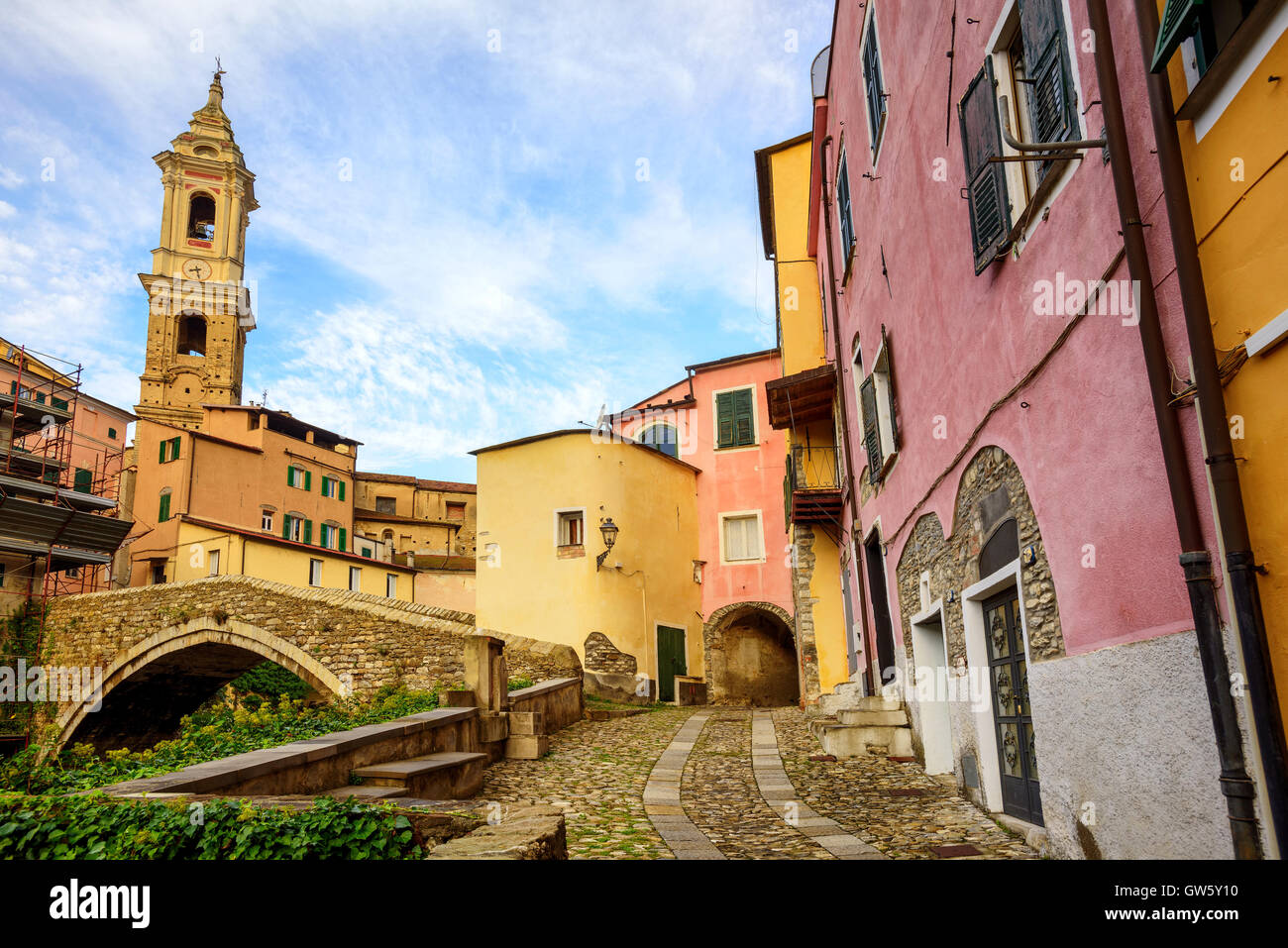 Traditional colorful houses in the historic old town of Dolcedo, Liguria, Italy Stock Photo Alamy