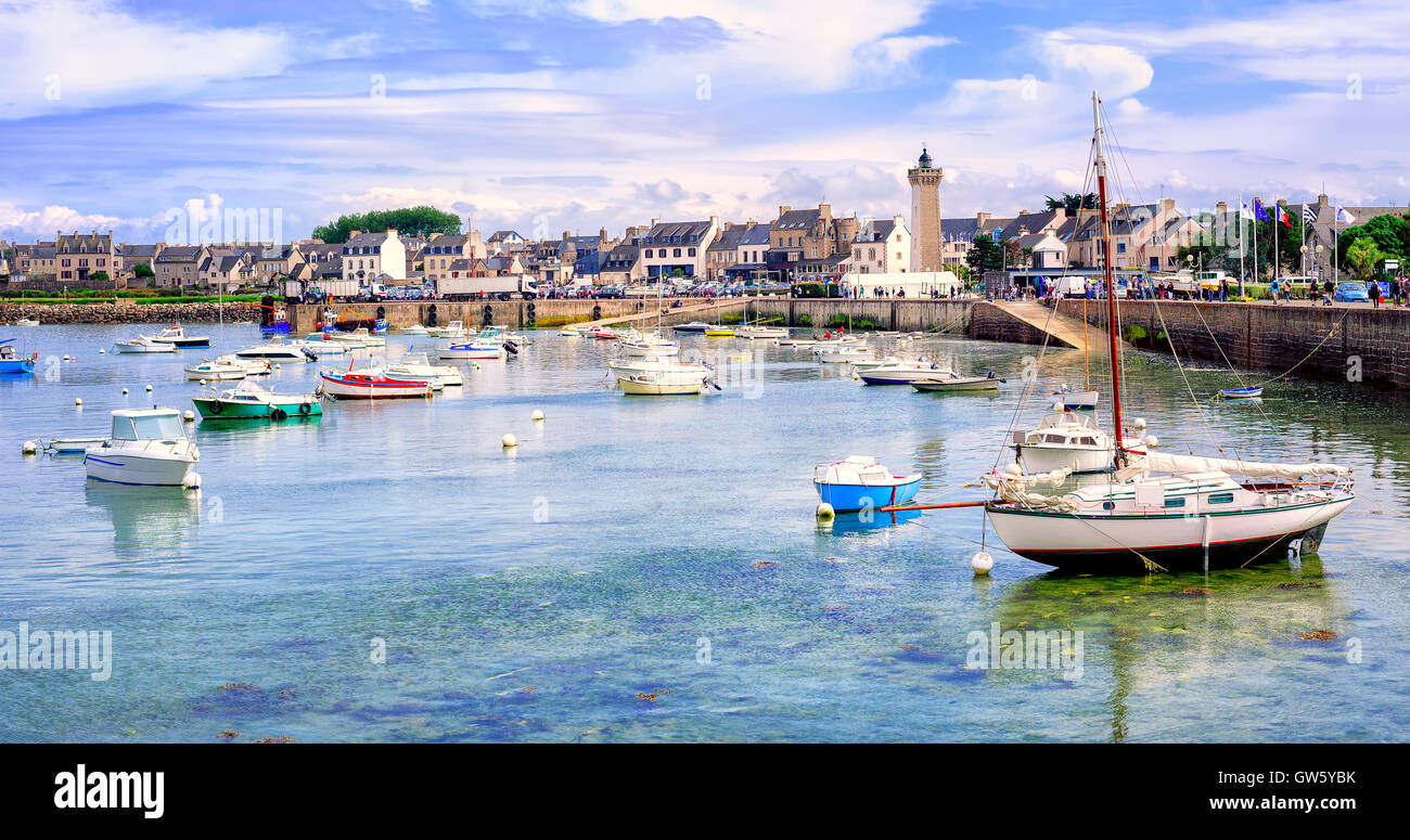 Colorful fisherman's boats in the harbour of Roscoff, northern Brittany, France Stock Photo