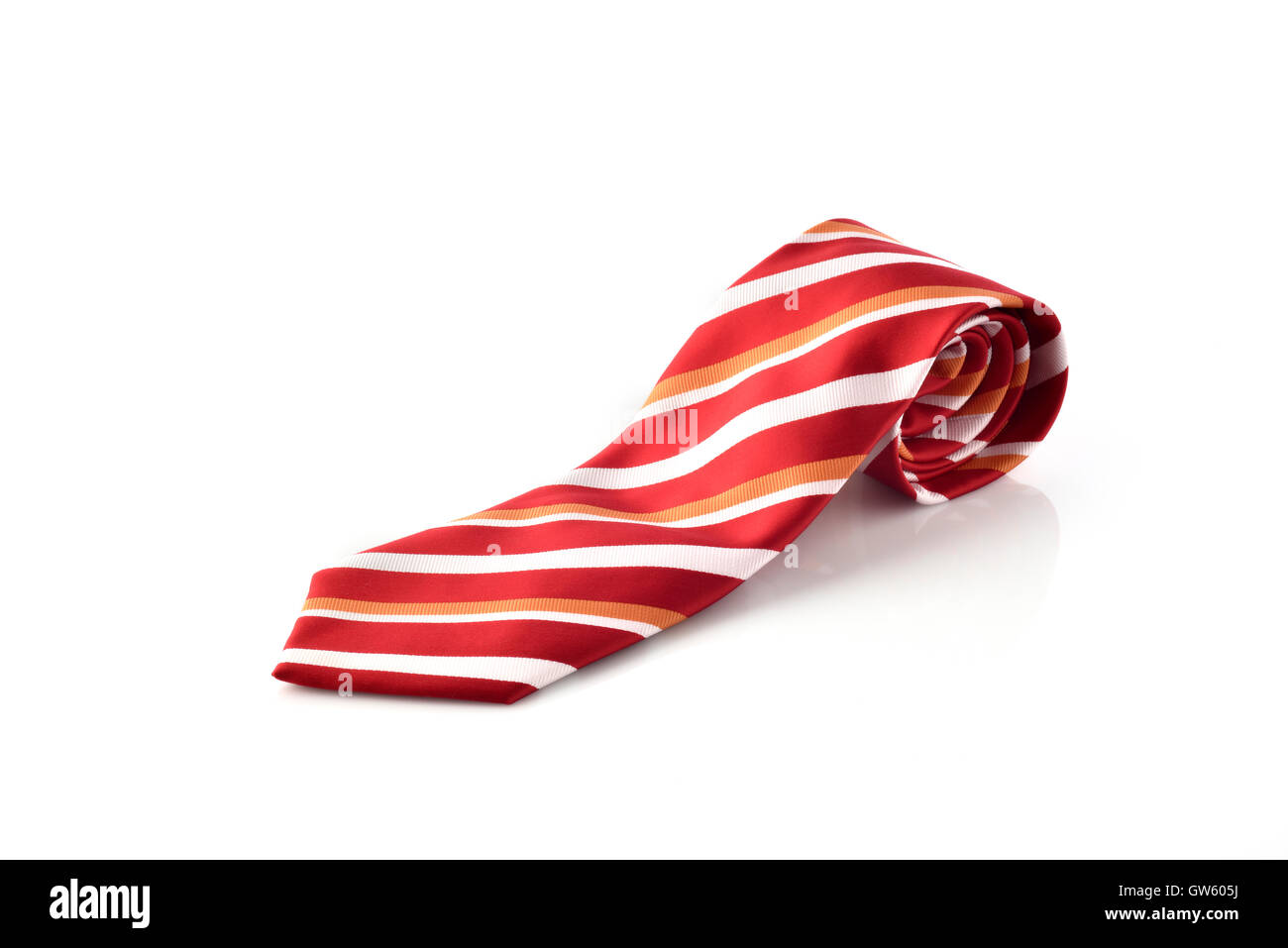 Necktie with Red,Orange and White Stripes Stock Photo