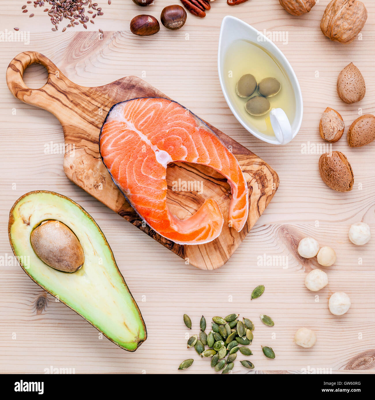 Selection food sources of omega 3 and unsaturated fats. Super food high omega 3 and unsaturated