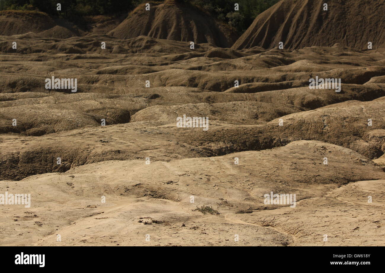 hills of mud made by mud volcano Stock Photo