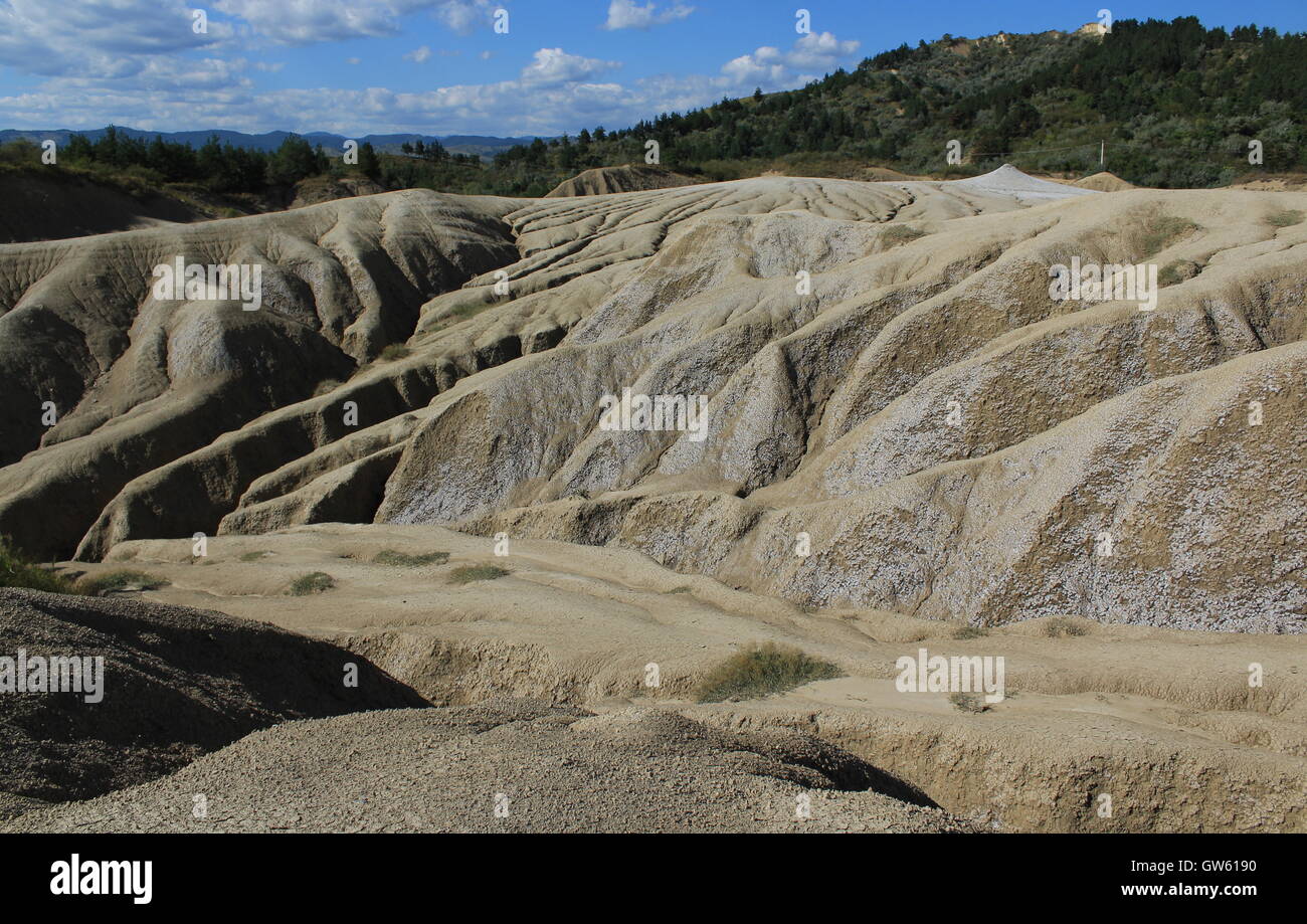 mud hills made by mud volcano Stock Photo