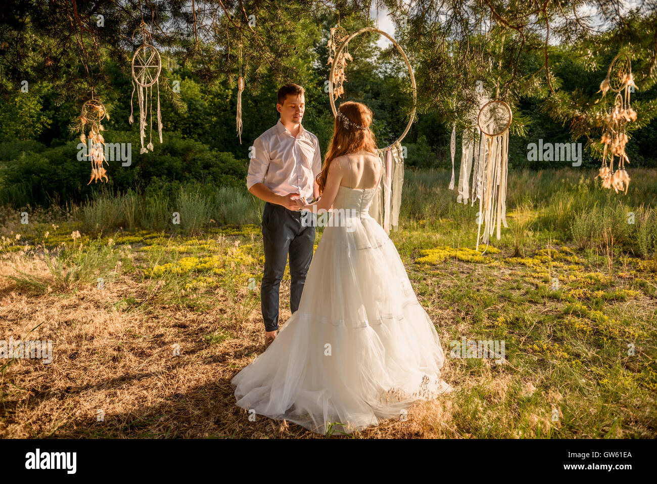 Bride groom hippie wedding hi res stock photography and images Alamy