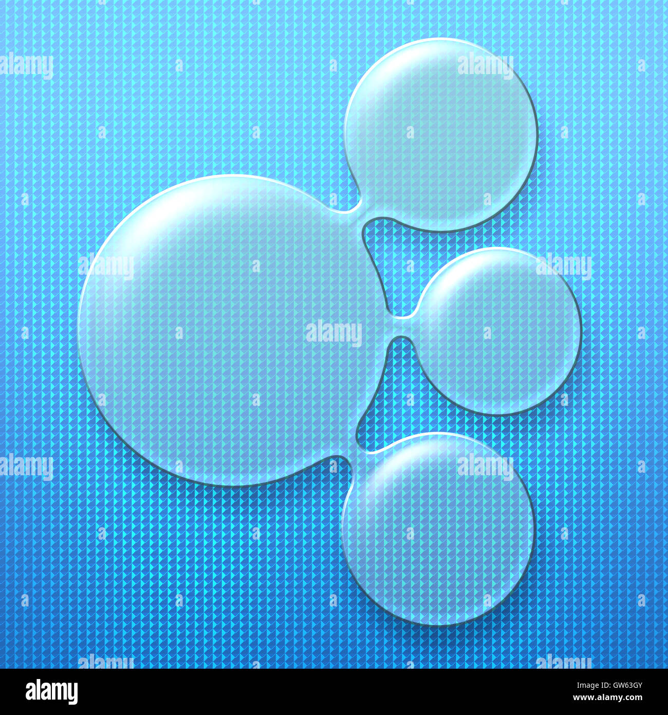 set 8. circle glossy glass on blue mesh metal wall. 3d illustration background. Stock Photo