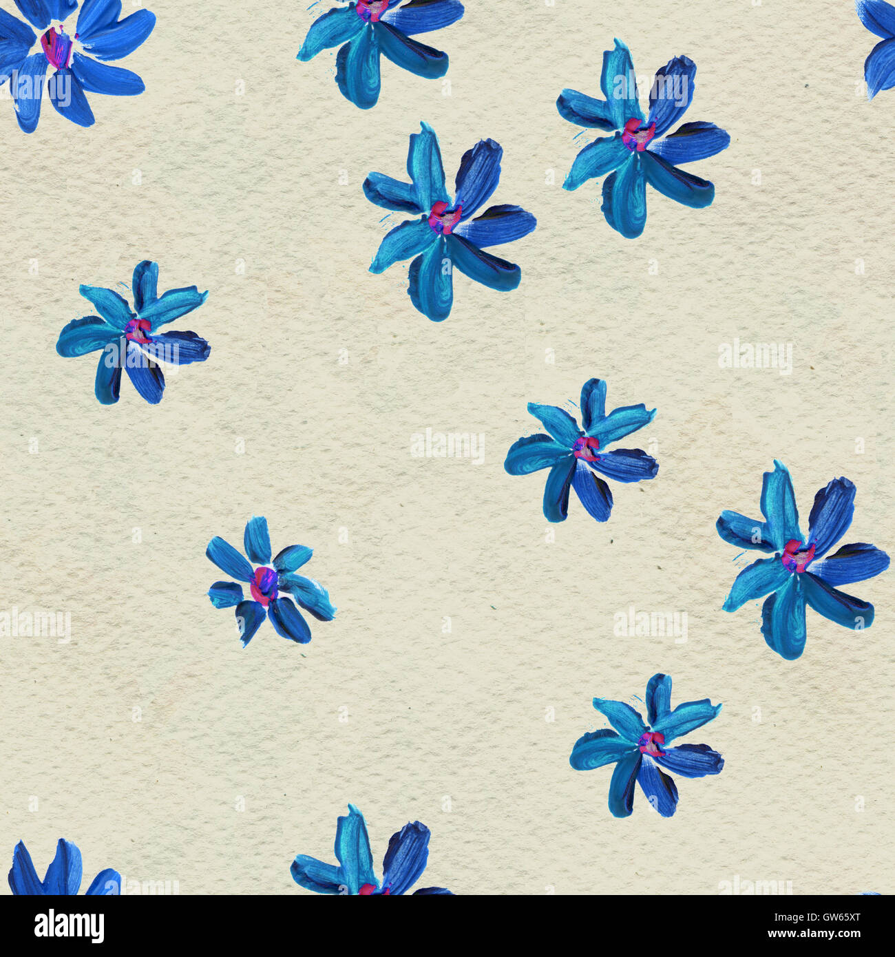 Seamless pattern with blue flowers Stock Photo - Alamy