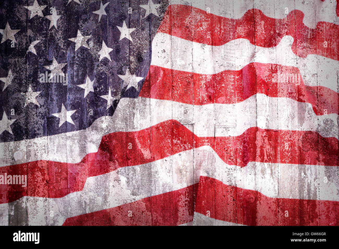 Grunge style of United States flag on a brick wall for background Stock ...