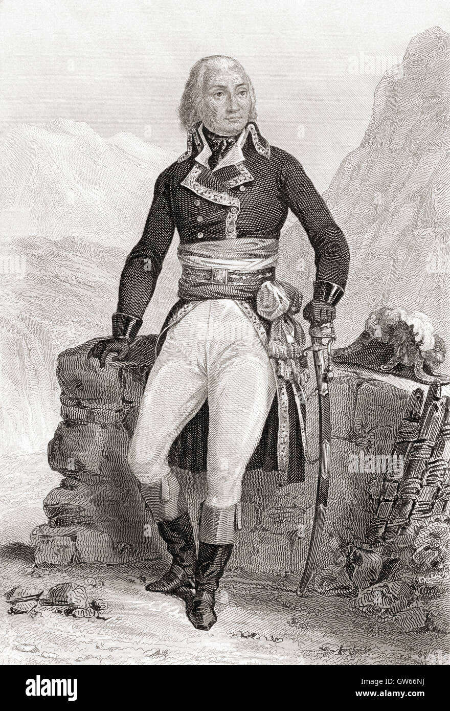 Jean-Baptiste Jourdan, 1st Comte Jourdan, 1762 –  1833.  French commander during the French Revolutionary Wars and Marshal of France. Stock Photo