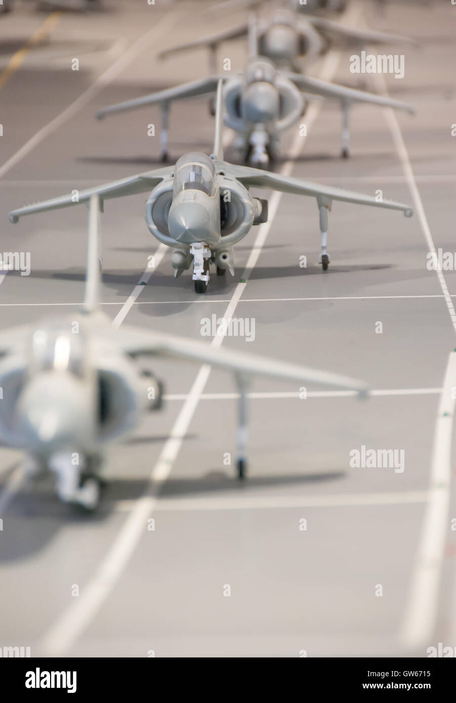 Models of vertical take-off fighter on a runway Stock Photo