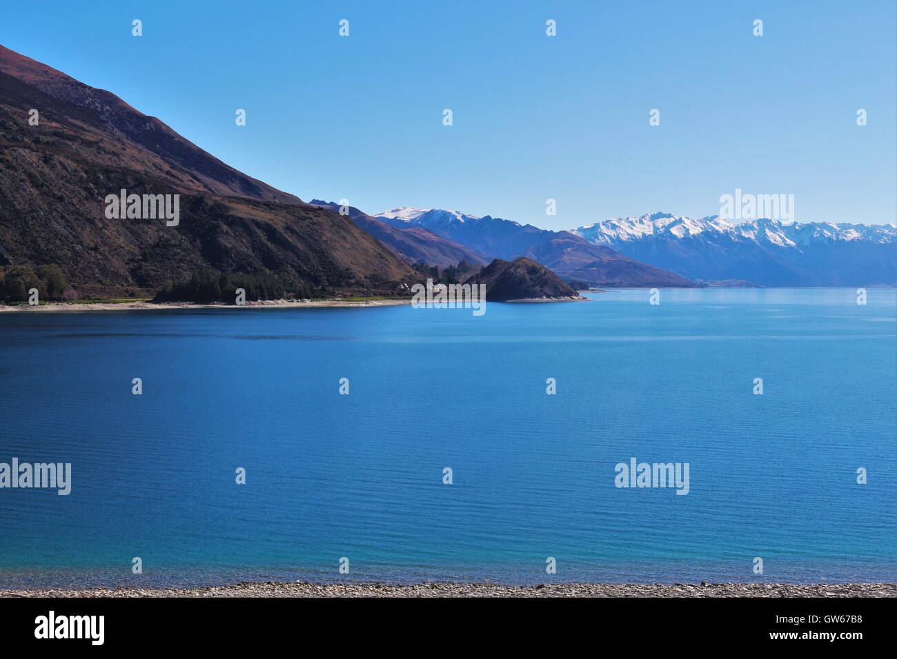 Lake Hawea, South Island, Otago, New Zealand Stock Photo