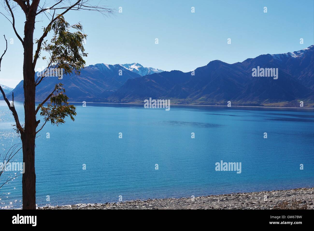 Lake Hawea, South Island, Otago, New Zealand Stock Photo