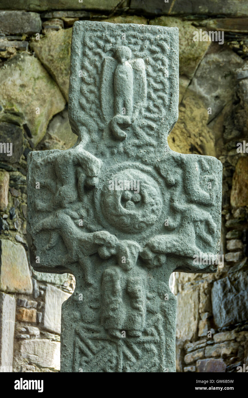 The 8th-century Keills Cross at Keills Chapel, Keillmore, Knapdale, Argyll and Bute, Scotland, UK Stock Photo
