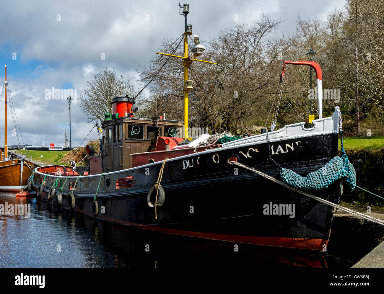 Vintage tug boat the Duke of Normandy II moored in the Crinan basin on