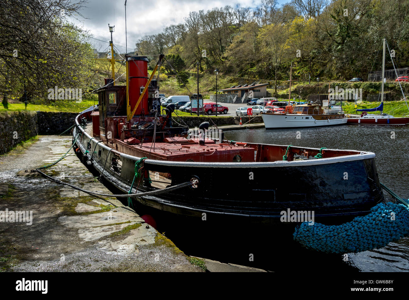 Vintage tug boat the Duke of Normandy II moored in the Crinan basin on the Crinan Canal at Crinan, Argyll and Bute, Scotland, UK Stock Photo