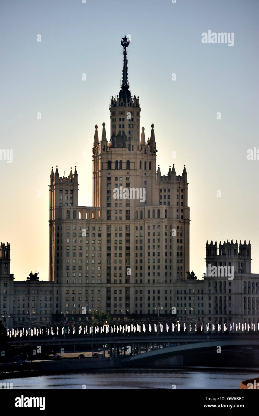 Moscow. Stalin skyscraper on Kotelnicheskaya embankment Stock Photo