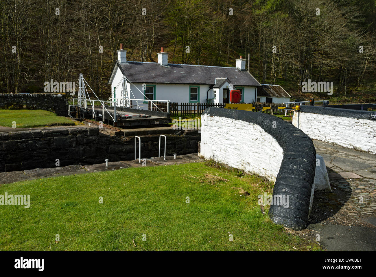 The Retractable Bridge at Dunardry, Lock 11 on the Crinan Canal, Argyll and Bute, Scotland, UK Stock Photo