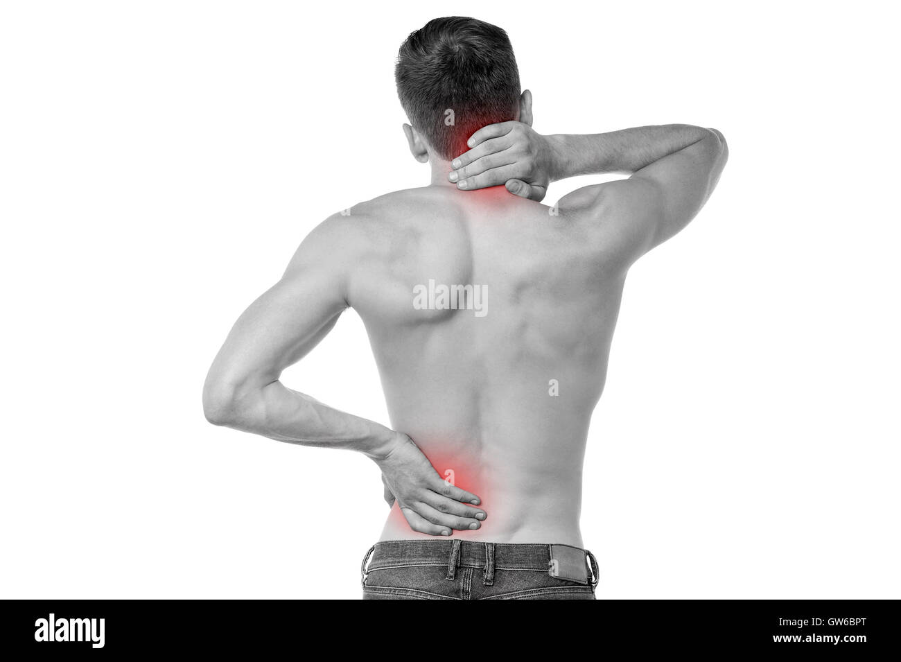 Sports injury pain towards back Stock Photo Alamy
