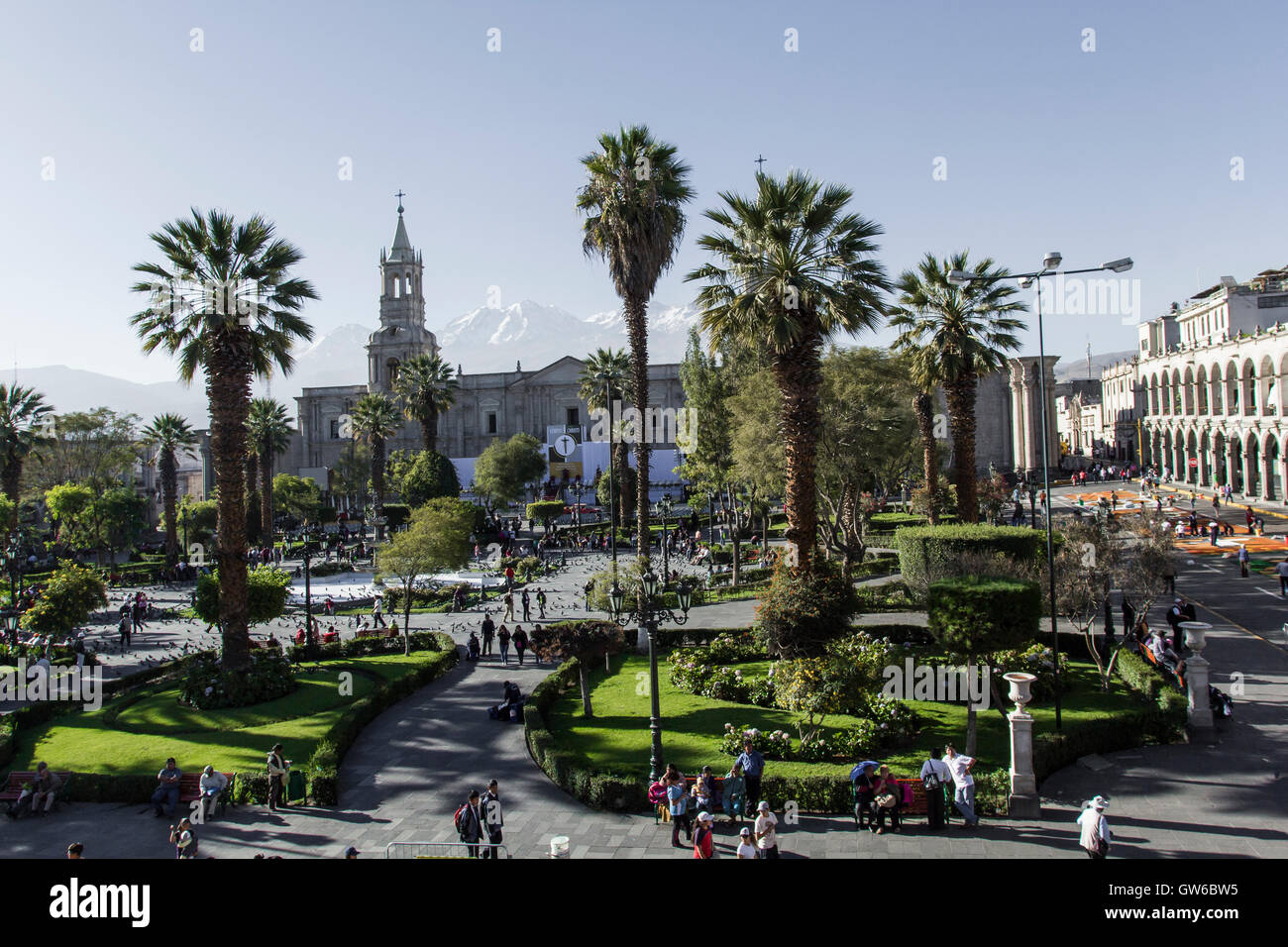 Main square 'Plaza de Armas' in Arequipa, Peru. Stock Photo