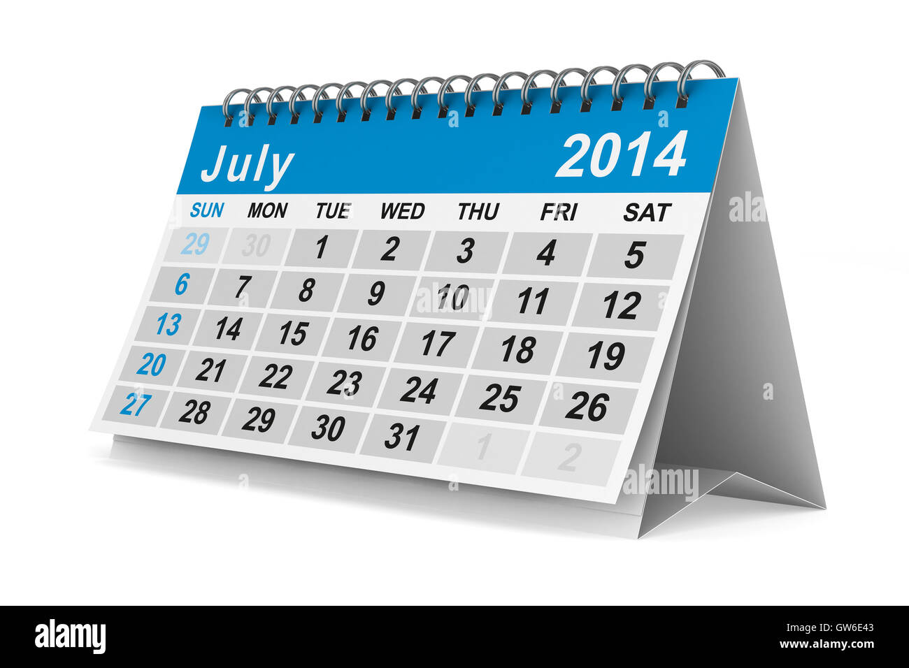 2014 year calendar. July. Isolated 3D image Stock Photo - Alamy