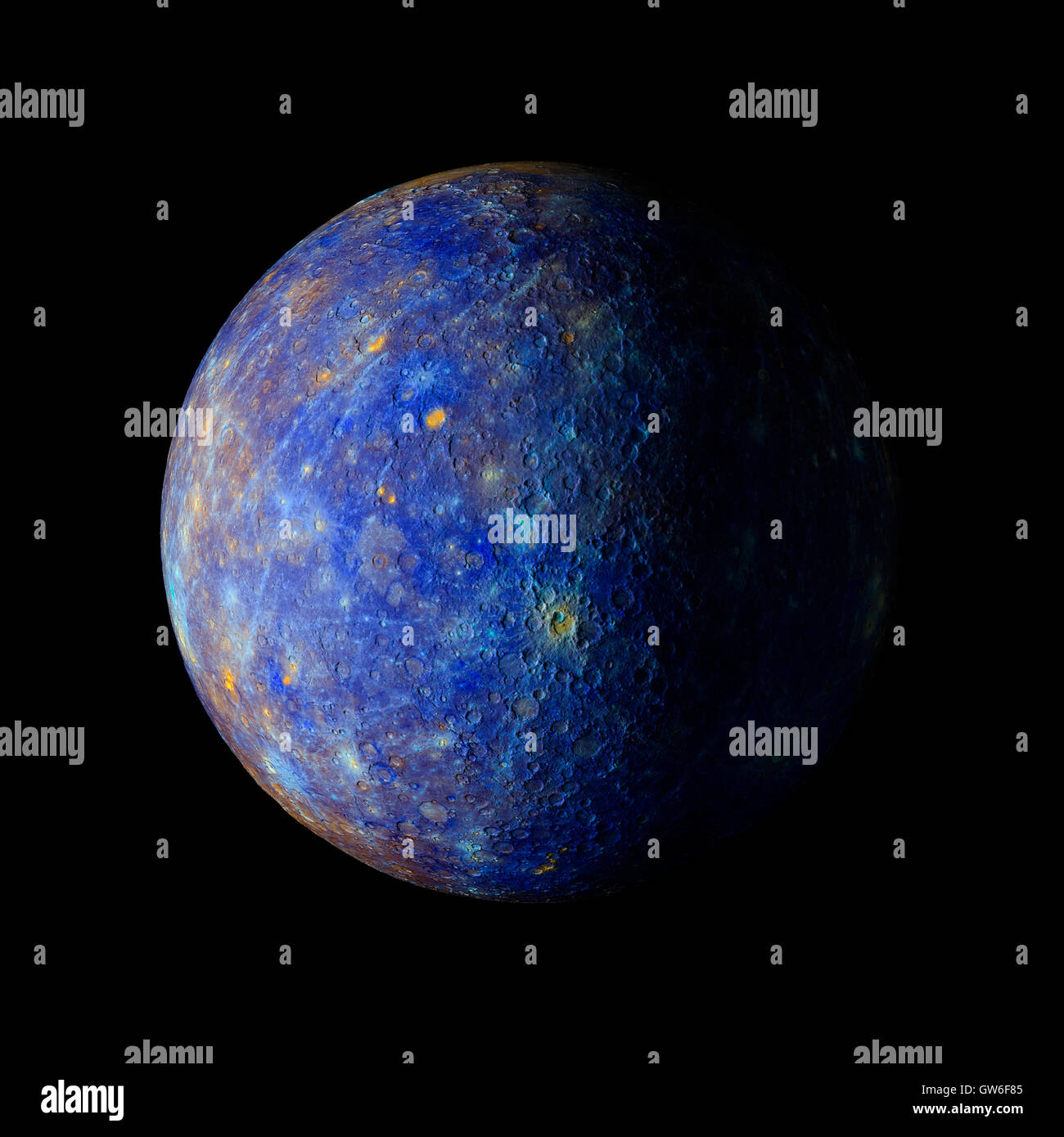 Solar system planet Mercury on black background 3d rendering. Elements of this image furnished by NASA Stock Photo