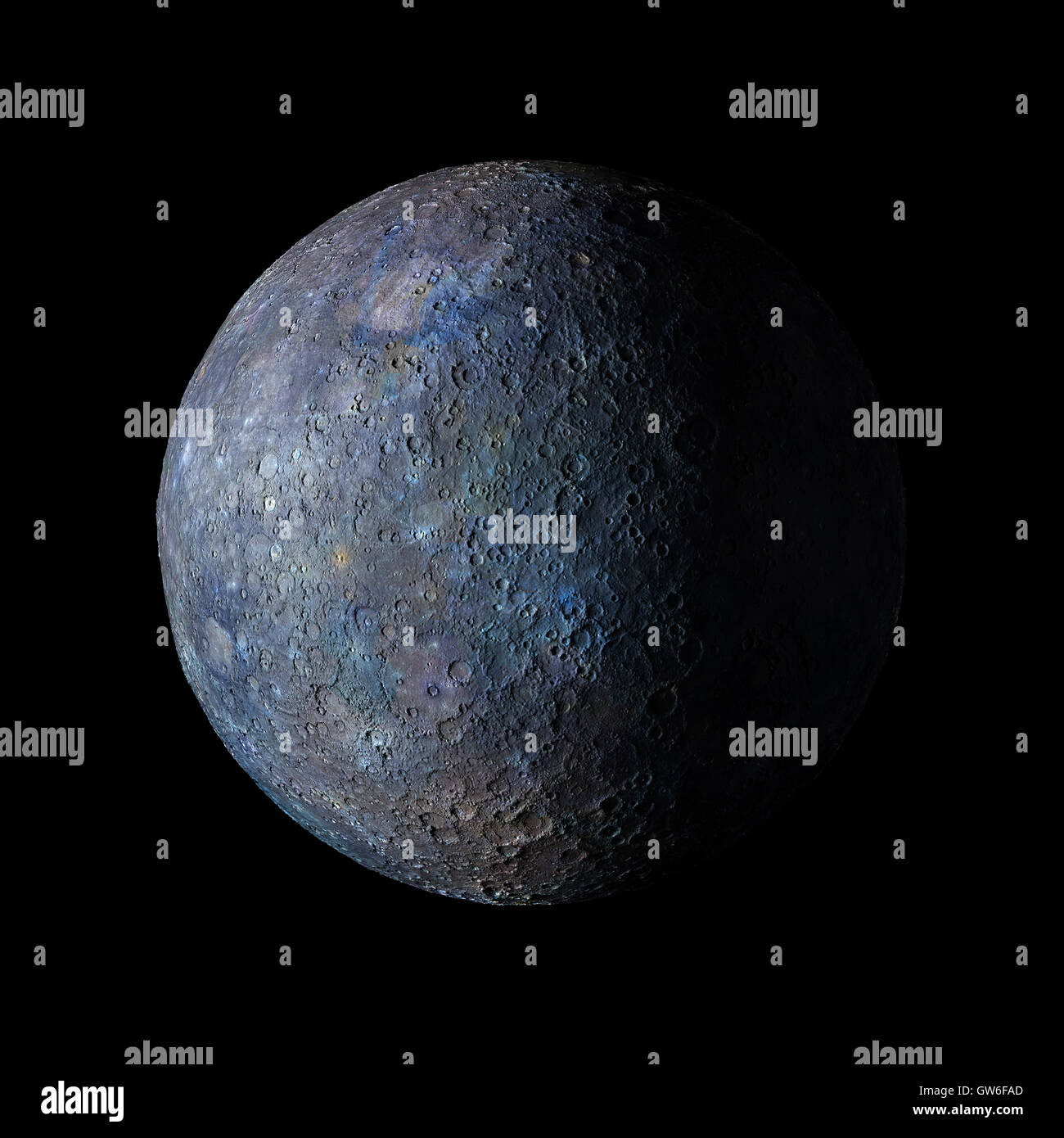 Solar system planet Mercury on black background 3d rendering. Elements of this image furnished by NASA Stock Photo