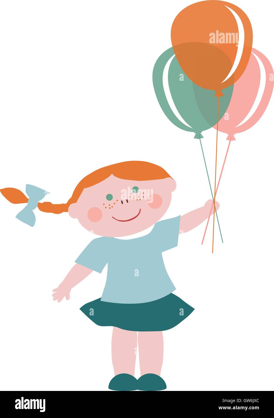 Little girl with colorful balloons Stock Vector Image & Art - Alamy