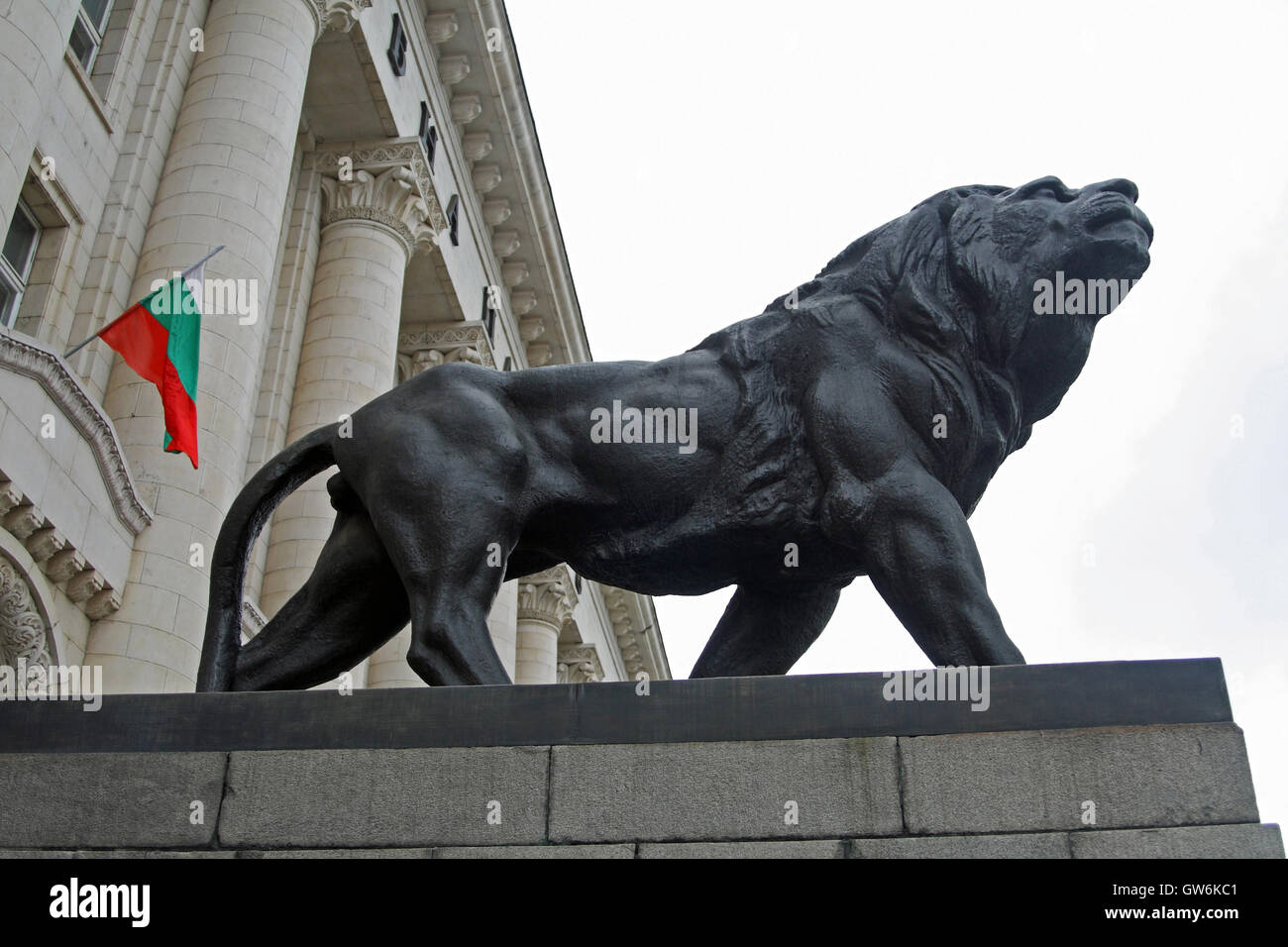 Lion statue outside the Sofia Court House, Bulgaria Stock Photo