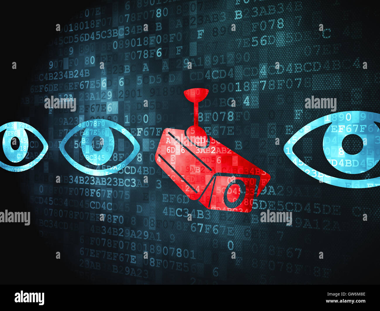 Privacy concept: Camera And Eye on digital background Stock Photo - Alamy