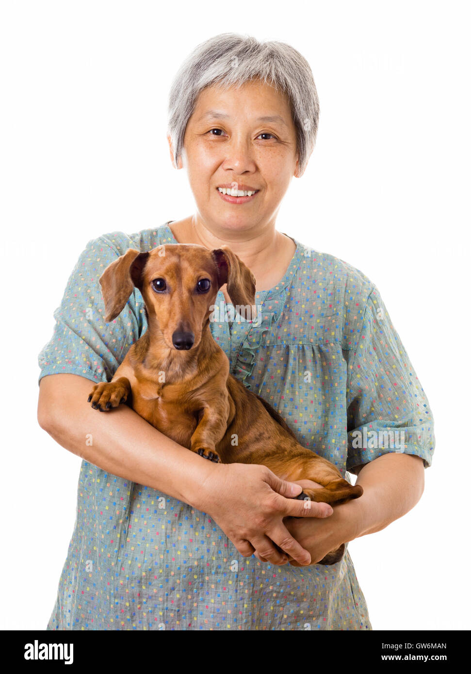 Woman and Dachshund Dog 
