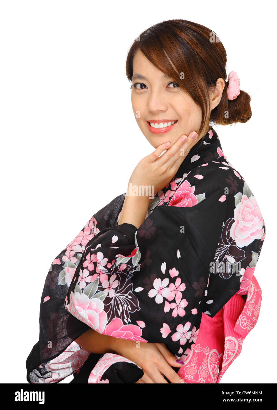 Young woman wearing Japanese kimono Stock Photo Alamy