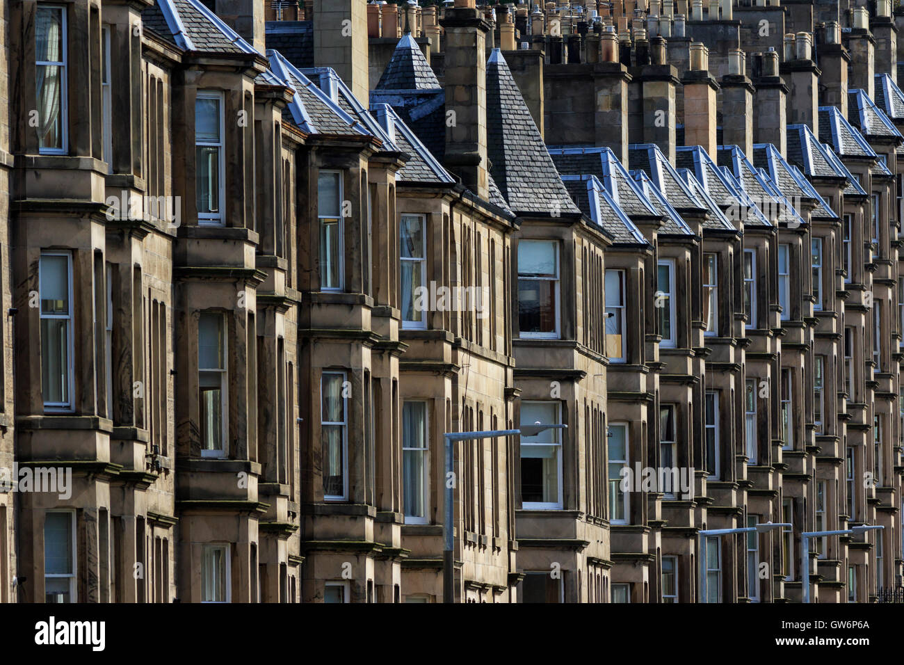 Tenement apartments of grey sandstone, Edinburgh, Scotland, UK Stock
