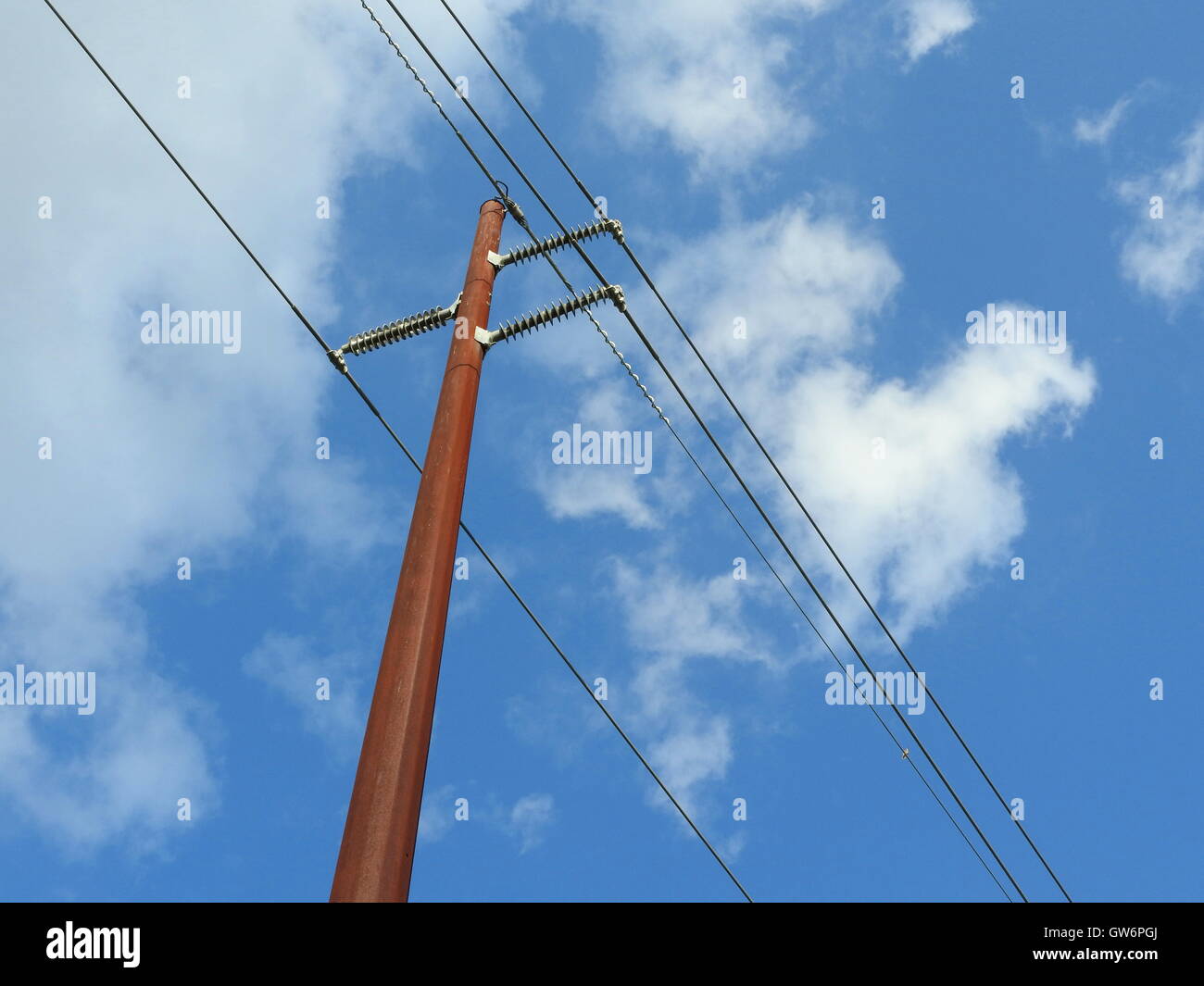 Telephone pole wires against sky hires stock photography and images