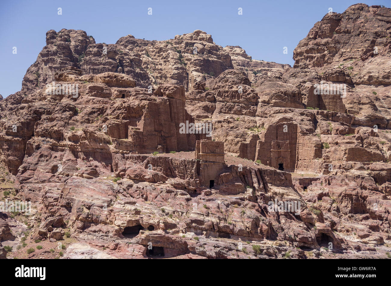 Mu'aisireh Tombs. The cave tombs  in Petra, Jordan Stock Photo