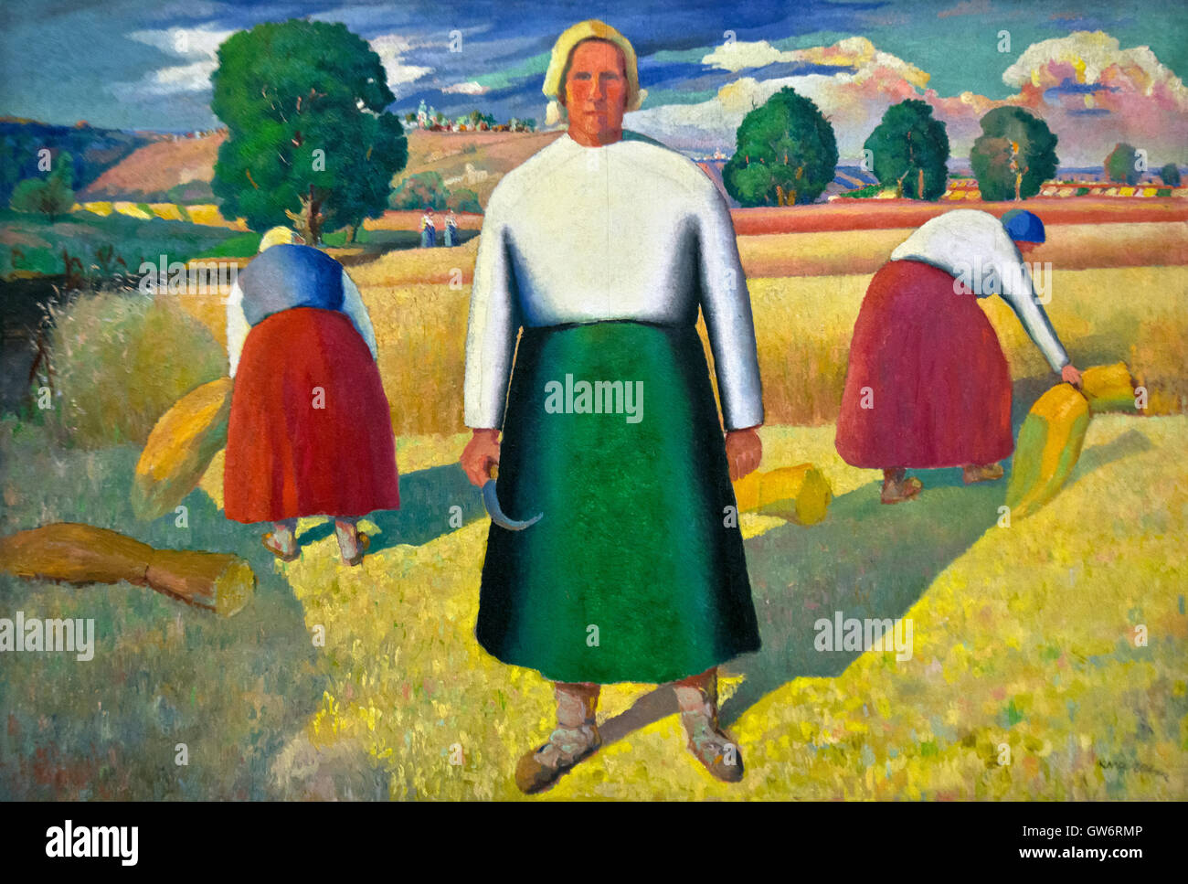 Kazimir Malevich: 'Reapers'. Oil on wood (1928-1929) Stock Photo