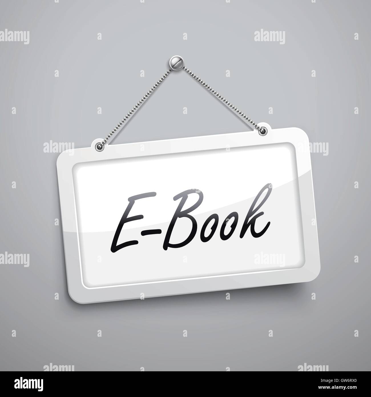 e-book hanging sign, 3D illustration isolated on grey wall Stock Vector