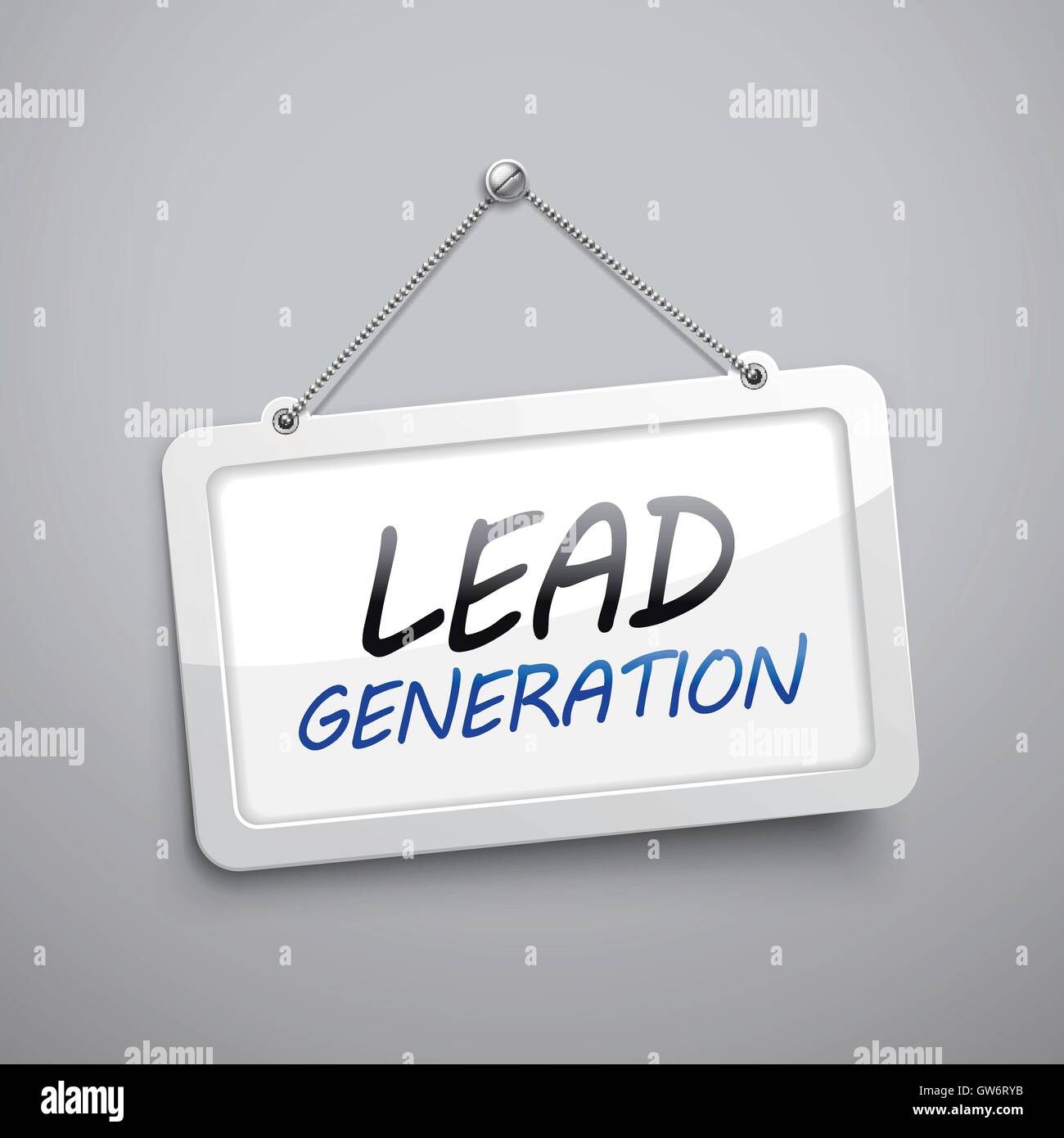 lead generation hanging sign, 3D illustration isolated on grey wall Stock Vector