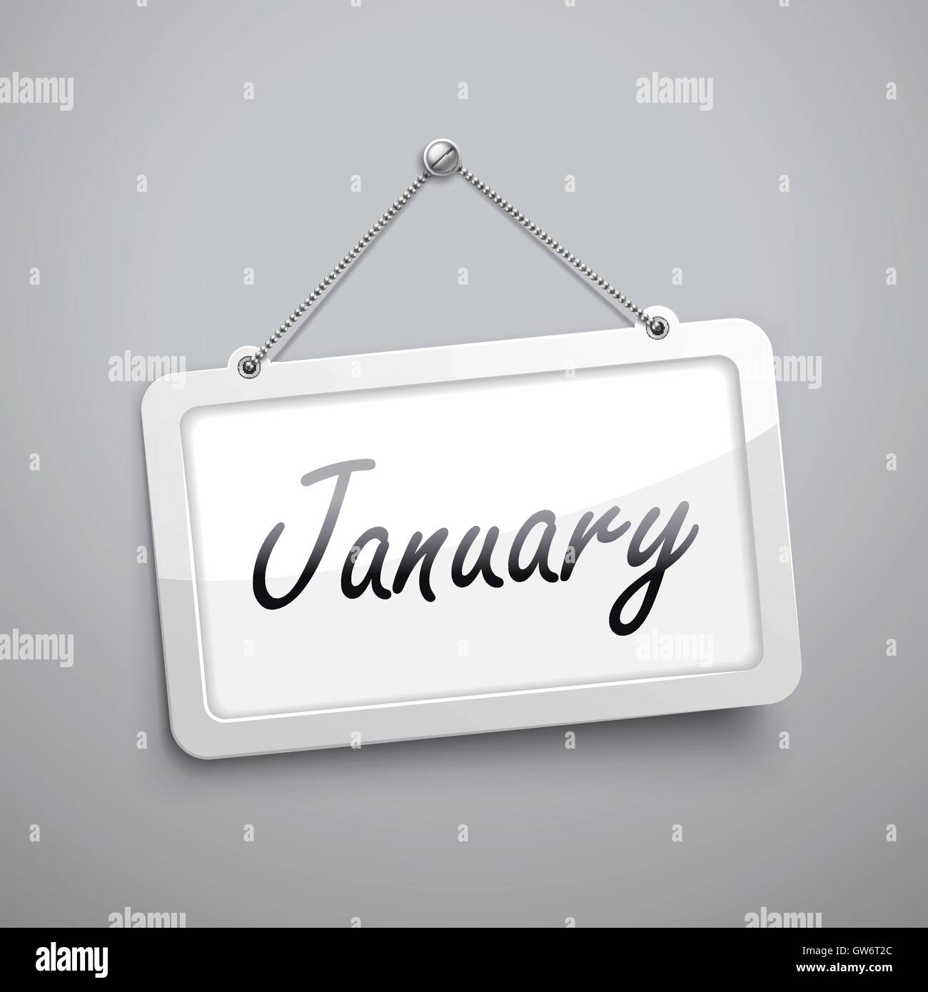 January hanging sign, 3D illustration isolated on grey wall Stock ...