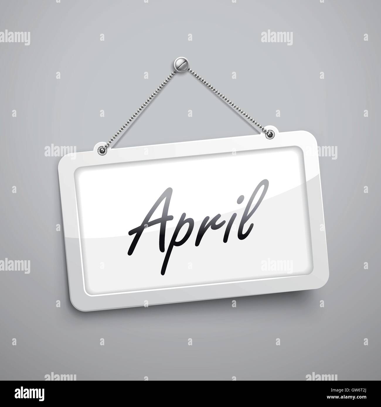 April hanging sign, 3D illustration isolated on grey wall Stock Vector