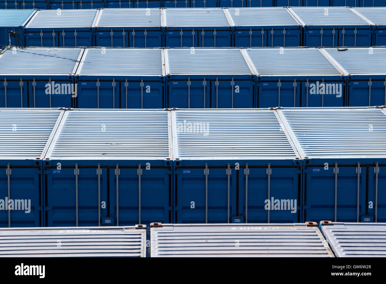 Blue shipping containers #1 Stock Photo - Alamy