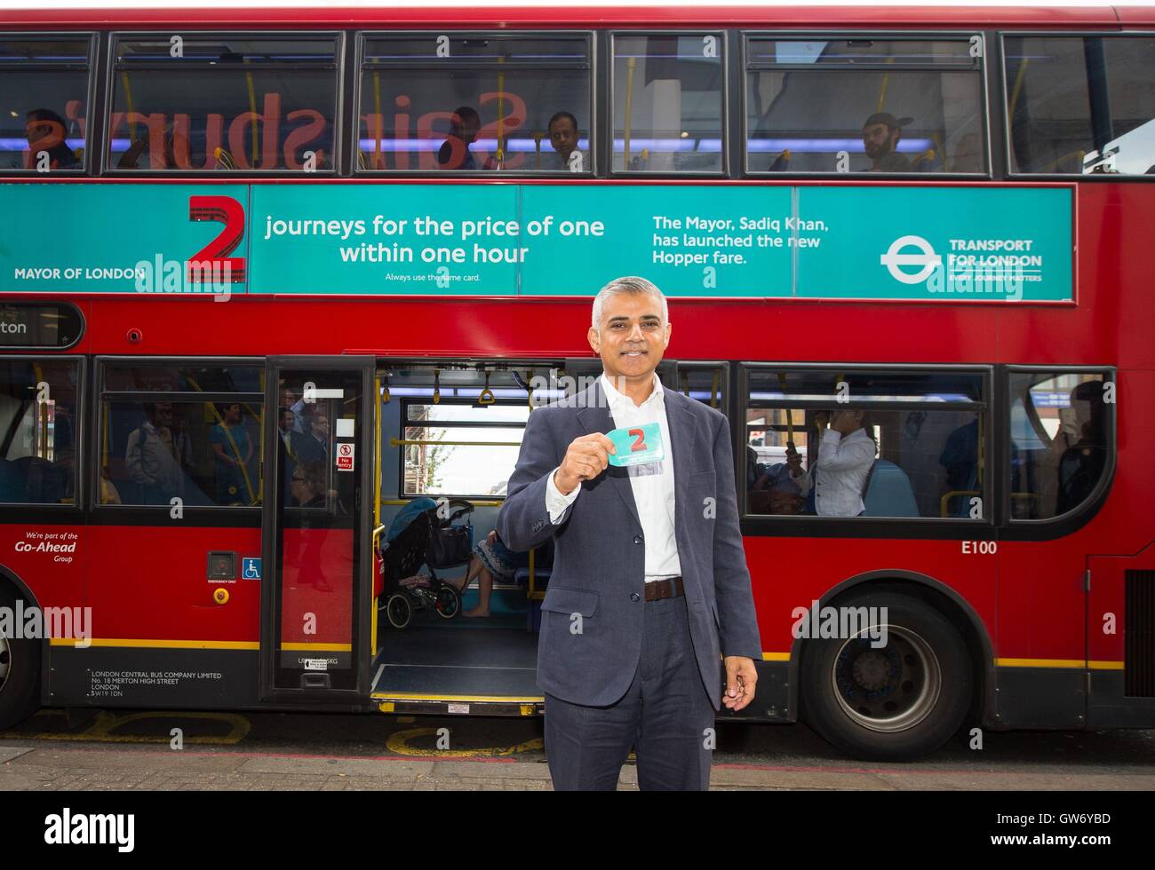 Mayor of London Sadiq Khan launches the new 'bus hopper' bus fare