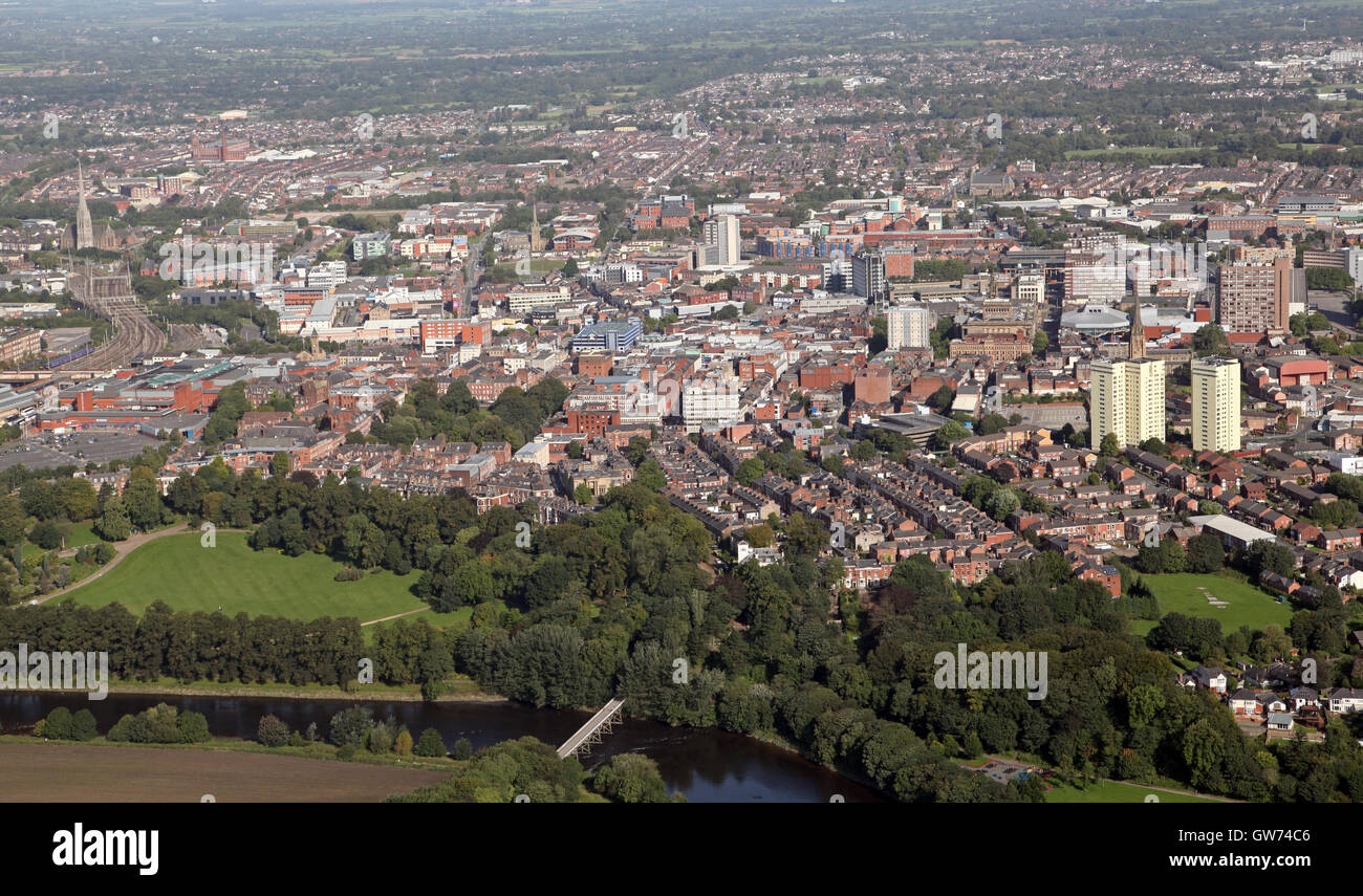 aerial view of the Preston skyline, Lancashire, UK Stock Photo