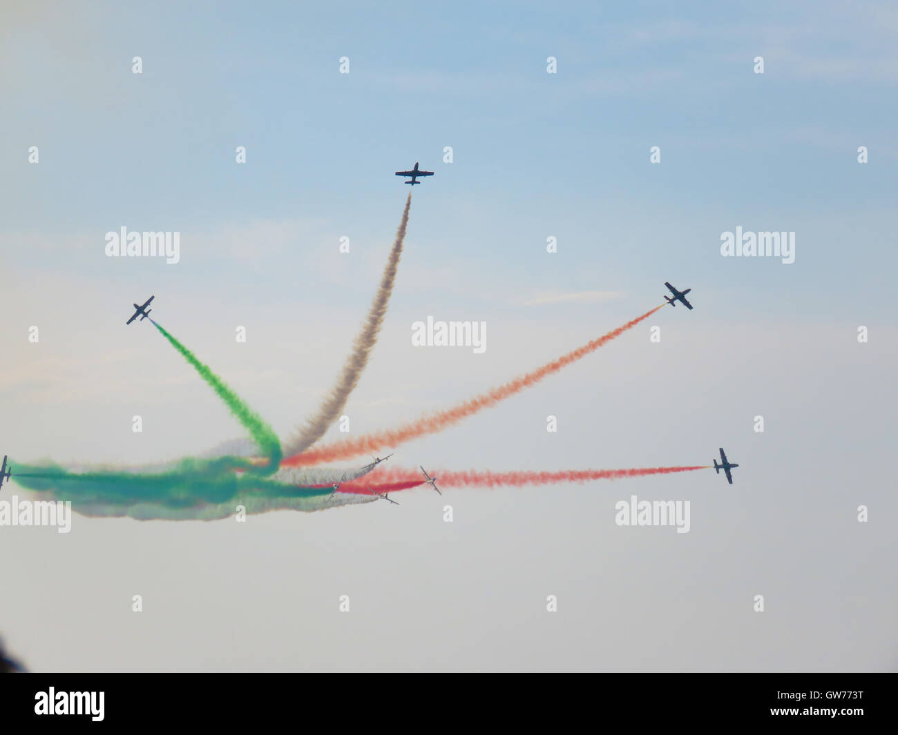 Tirrenia, Pisa, Italy, September 11, 2016. tricolor arrows aerobatic ...