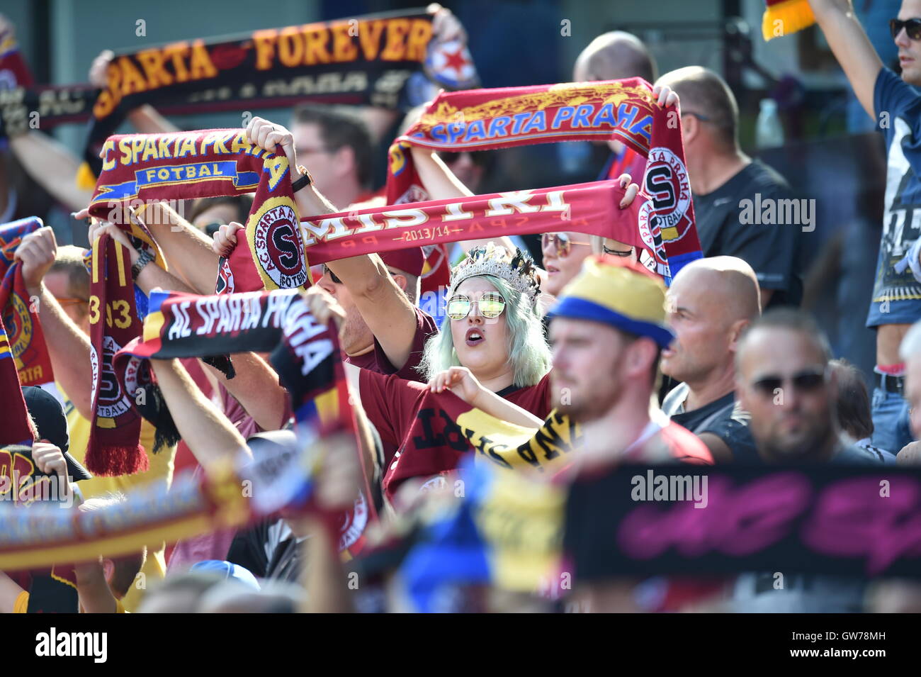 Prague, Czech Republic. 10th Sep, 2016. Fans of Sparta during the sixth ...