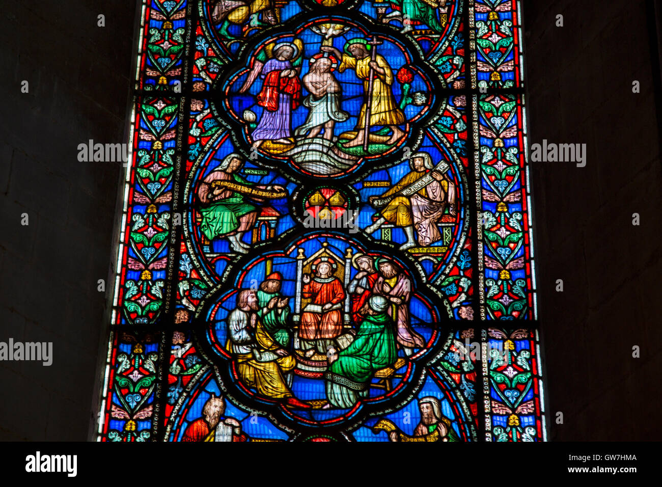 Cathedral Stained Glass Window, Ely, Cambridgeshire, England, UK Stock