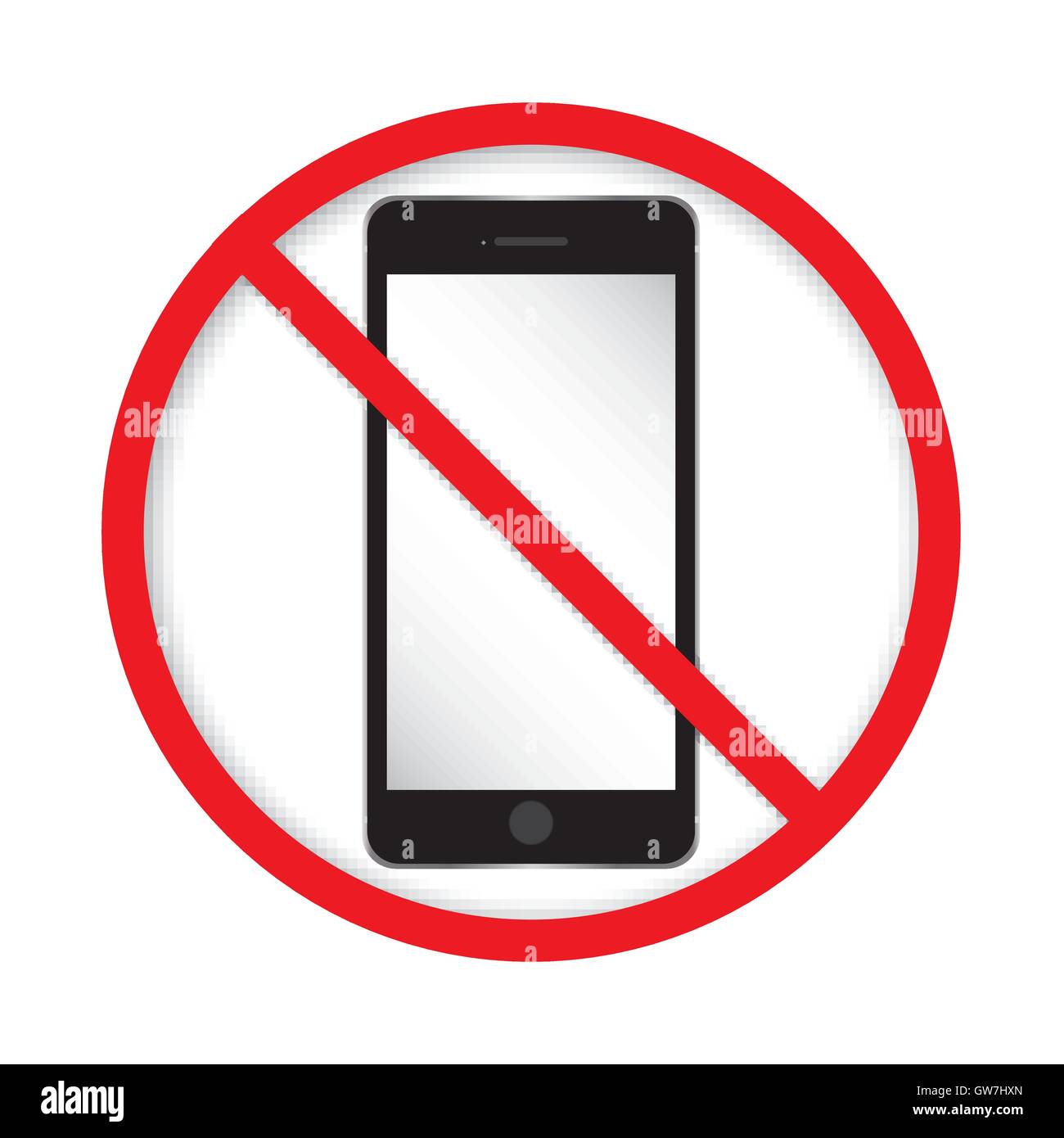 no, cell, phone, sign, icon, white, call, mobile, illustration, red, stop, caution, symbol, vector, forbidden, communication Stock Vector