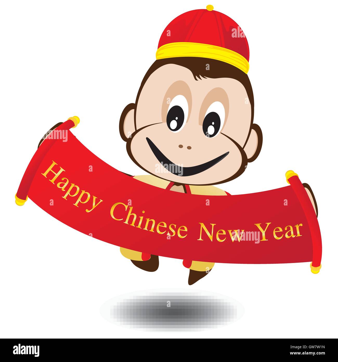 year, new, Chinese, happy, vector, background, monkey, card, wallpaper, illustration, holiday, celebration, greeting, gold Stock Vector