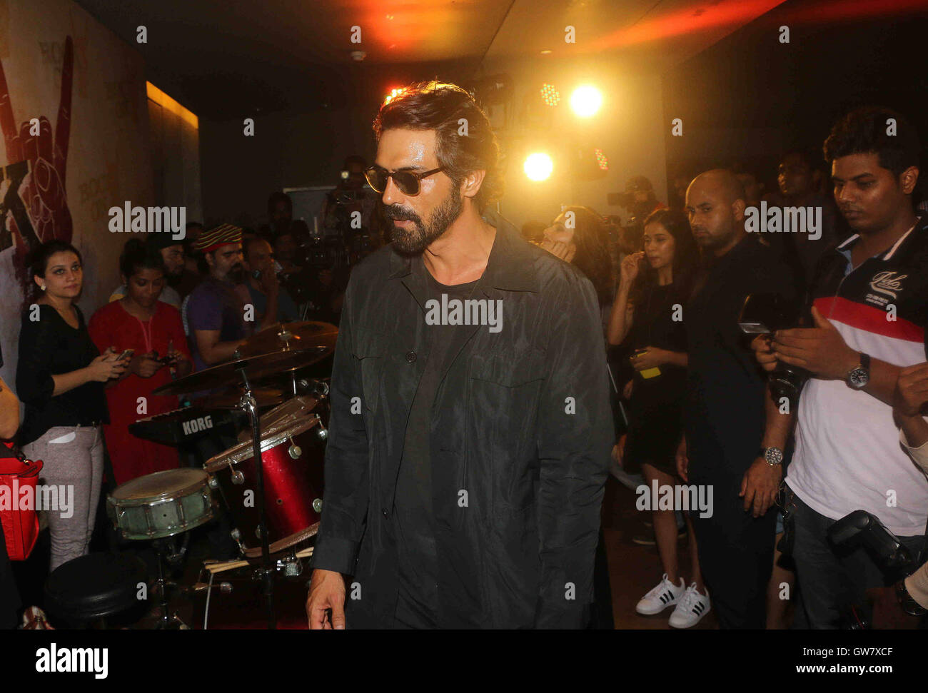 Bollywood actor Arjun Rampal during the teaser launch of film Rock On 2, in Mumbai, India on September 2, 2016. Stock Photo