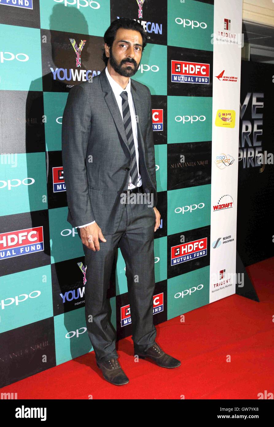 Bollywood actor Arjun Rampal launch Indian cricket player Yuvraj Singh clothing brand YWC designed Shantanu Nikhil Mumbai Stock Photo