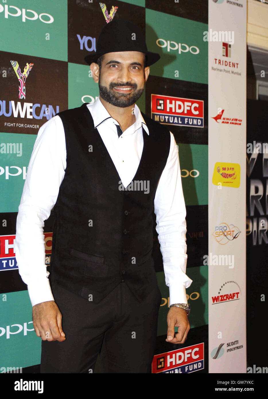 Indian cricket player Irfan Pathan launch Indian cricket player Yuvraj Sing clothing brand YWC designed Shantanu Nikhil Mumbai Stock Photo