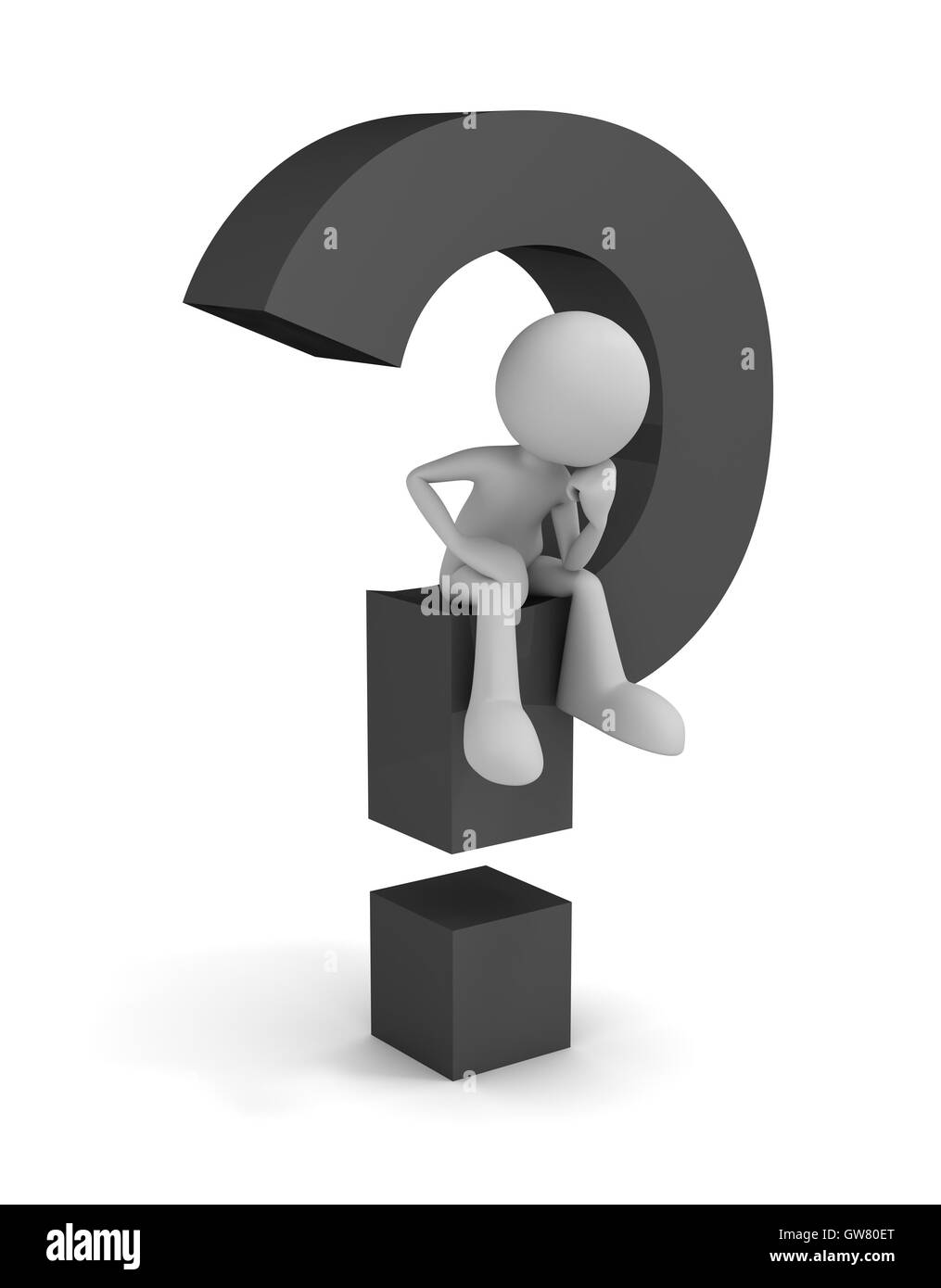 question mark and man concept  3d illustration Stock Photo