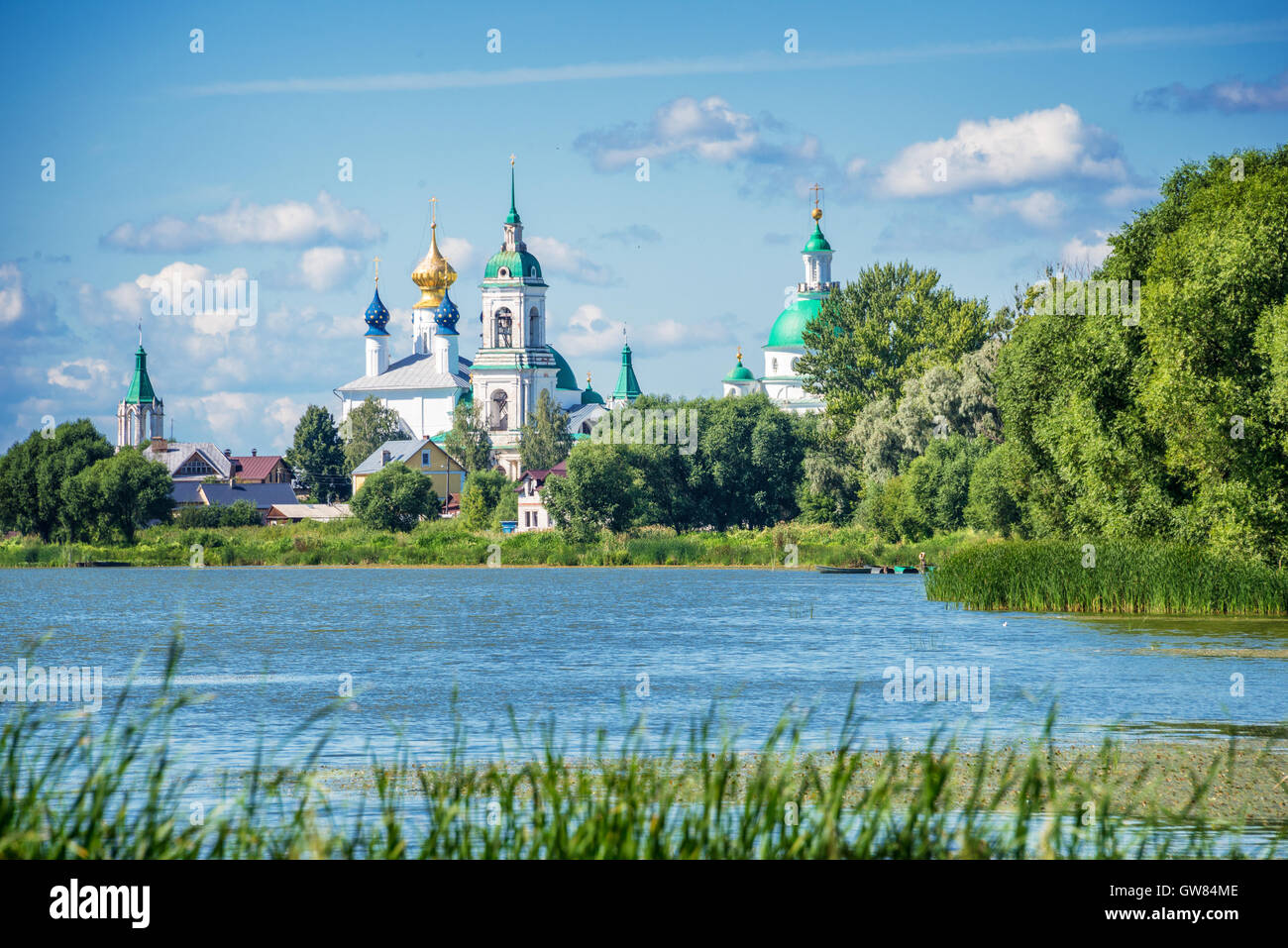 Lake Nero and monastery of St Jacob Savior, Rostov, Golden ring Russia Stock Photo